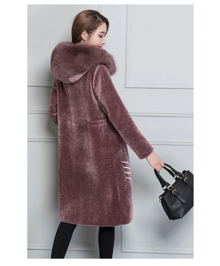 6916 5XL Plus Size Faux Fur Coat with Hood Women Elegant Winter Wool Jacket Fox Fur Collar Luxury Warm Long Winter Coat Women 2018 2