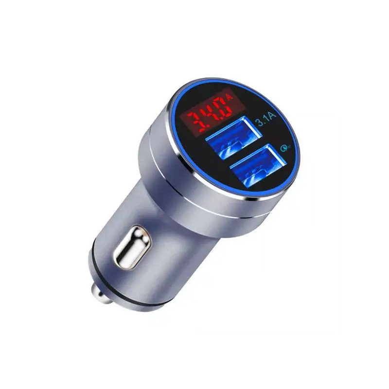 

Qc3.0 Dual Usb Car Charger New Qc 3.0 Fast Charge Car Charger Digital Display Aluminum Car Charger Fast Charge