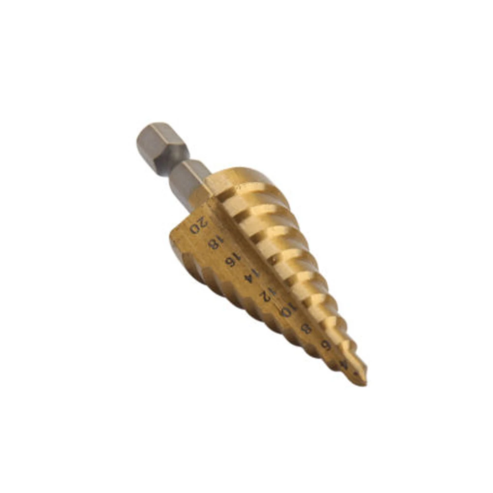 

4-20mm Drill Bit High Speed Steel Titanium Coated Step Drill Bit Straight Grooved Cone Drilling Bit