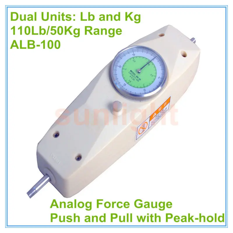 ALB-100 110Lb/50 кг аналоговый толкающий и Тяговый датчик силы Lb/кг единицы с функцией пиковой фиксации