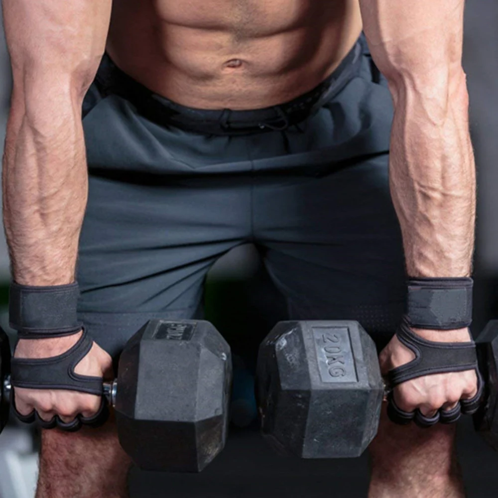1 Pair Weight Lifting Training Gloves Fitness Sports Body Building Gymnastics Grips Gym Hand Palm Non-slip Protector Gloves