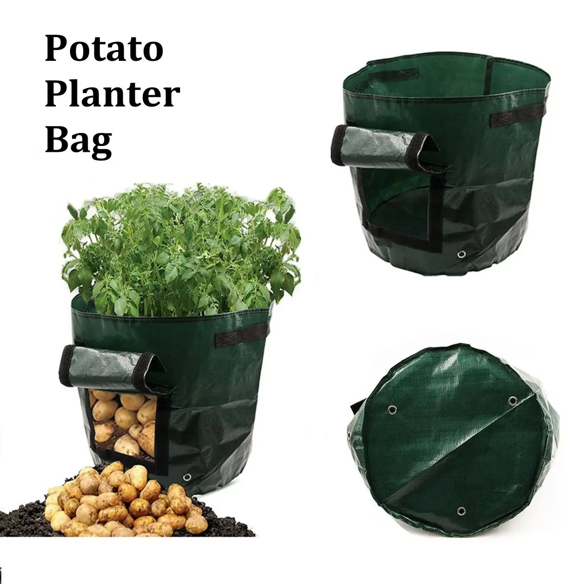 Garden Potato Grow Bag Green Plastic Vegetables Planter Access Garden Potato Grow Bag Green Plastic Vegetables Planter Access Flap Harvesting Flower Plants Nursery Pots Tools In Bags From Home