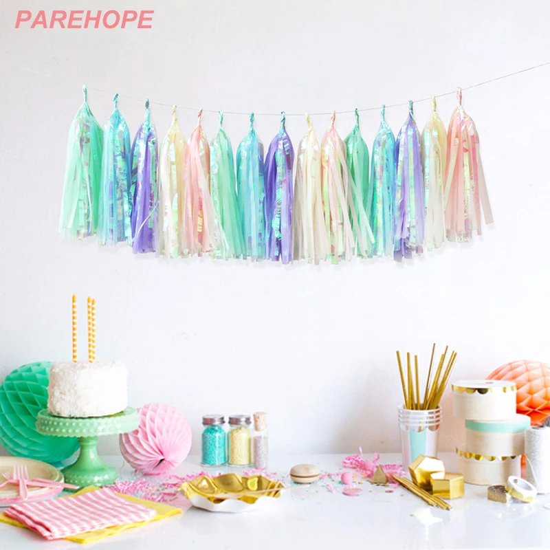 Unicorn Party Paper Garland Bride To Be Baby Shower Birthday Table Decoration Flamingo Hen Bride Party Slingers Wedding Supplies
