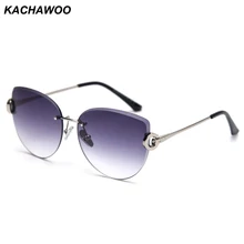 Kachawoo, модные женские солнцезащитные очки кошачий глаз, черные, коричневые, без оправы, солнцезащитные очки, стразы, для женщин, подарок на день рождения