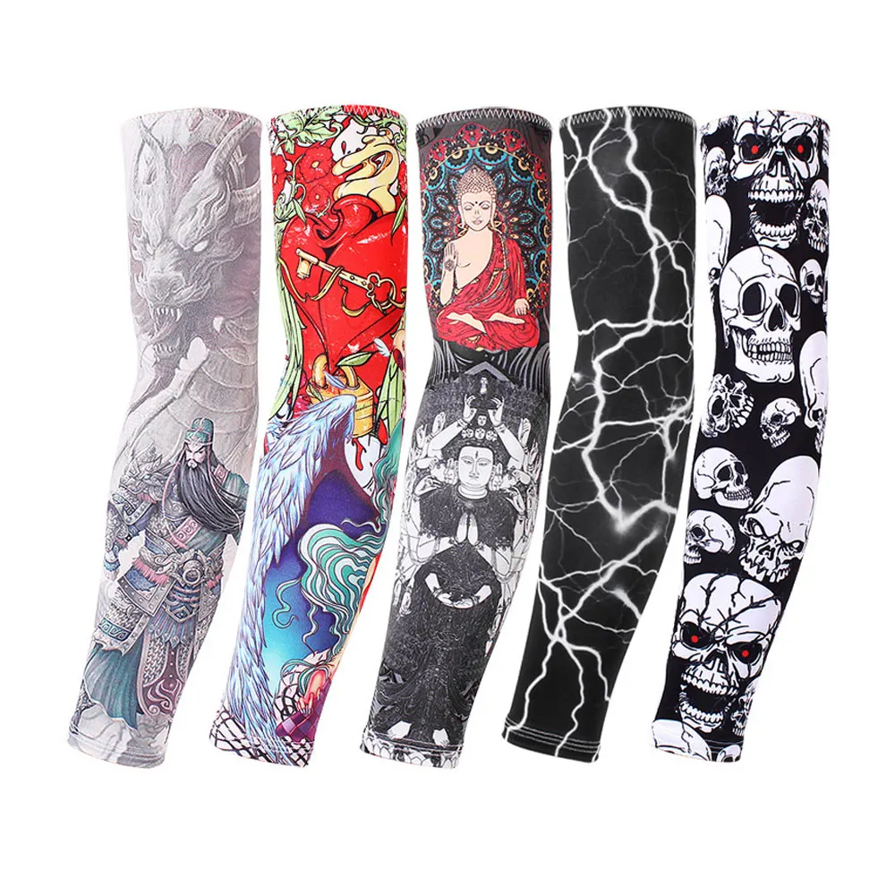 

1Pair Tattoo Cooling Arm Sleeves Cover UV Sun Protection Armband Basketball Golf Athletic Sport Running Compression Sleeve