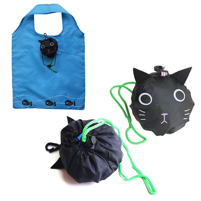 Reusable Shopping Bags Foldable Eco Bag Black Cat Tote Bag Large Capacity Portable Storage Handbags Recycle Pouch Reusable Shopping Bags Foldable Eco Bag Black Cat Tote Bag Large Capacity Portable Storage Handbags Recycle Pouch