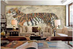 Пользовательские Papel де Parede 3D. Ретро тигр картина для гостиной, спальни Ресторан фоне стены водонепроницаемый виниловые обои