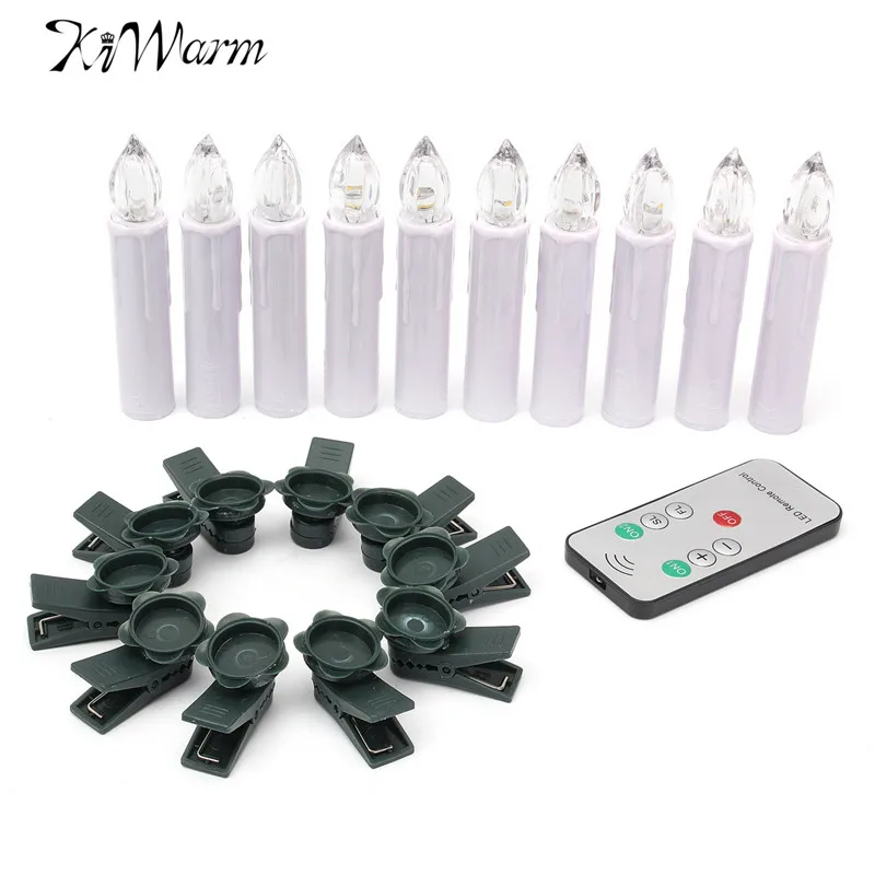 Comprar KiWarm 10 unids fiesta caliente boda Navidad decoración del árbol del hogar Control remoto inalámbrico velas LED pilas de luz Crfts