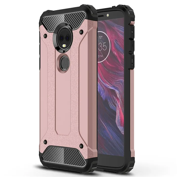 

For Motorola MOTO E5 / E5 plus case Silicone Shockproof Hard PC Plating 2 in 1 Tough Rubber Armor Cases for MOTO E5 Play