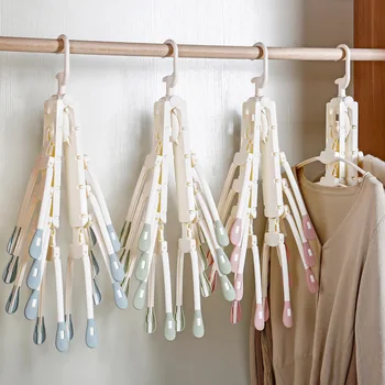 

Retractable Foldable Cloth Hanger Plastic Drying Rack 8 with A Single Hanger Multilayer Home Storage Organization Accessories