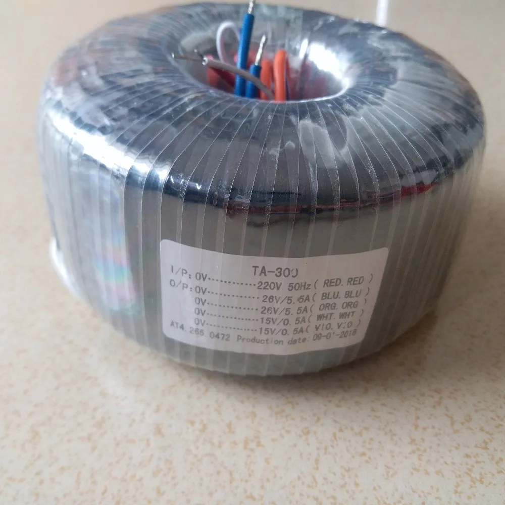 

2*26V 5.5A 2*15V 0.5A Toroidal transformer ring copper custom transformer 220V input 300VA transformer for power supply