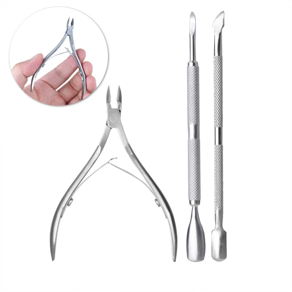 

Biutee 3 Pcs Stainless Steel Cuticle Nipper Spoon Cuticle Pusher Remover Cutter Clipper Nails Tools
