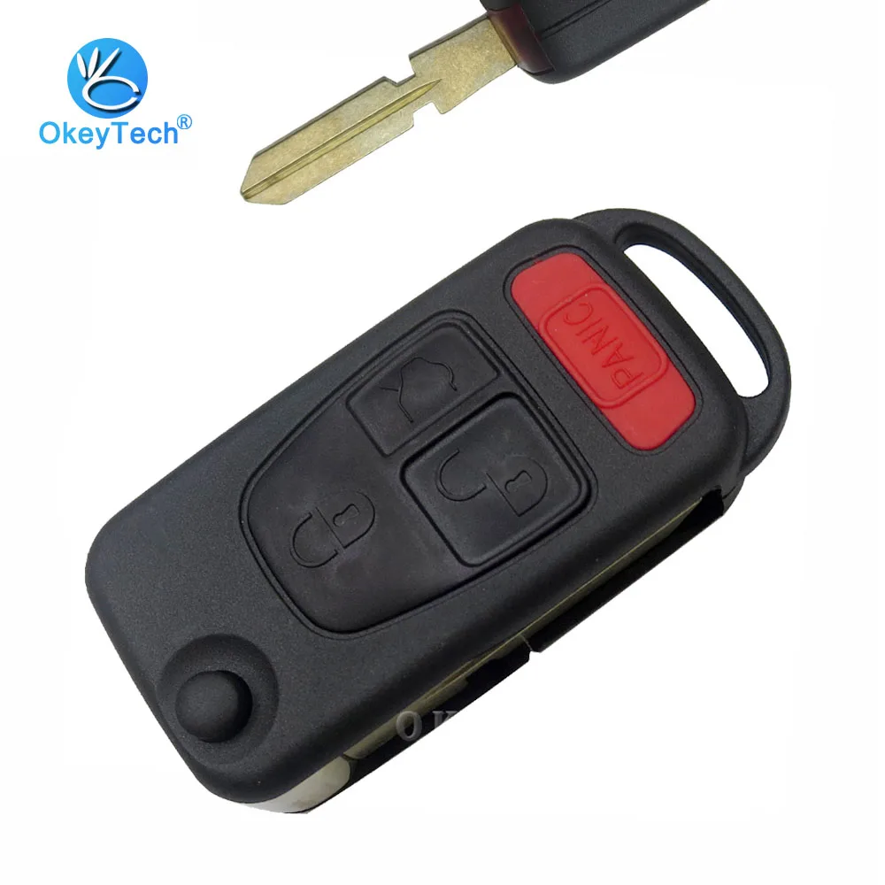 

OkeyTech for Benz MB ML350 ML500 ML320 ML55 AMG ML430 Key Shell Remote HU39 Blade Flip Folding Cover Case Fob 3+1 Panic 4 Button