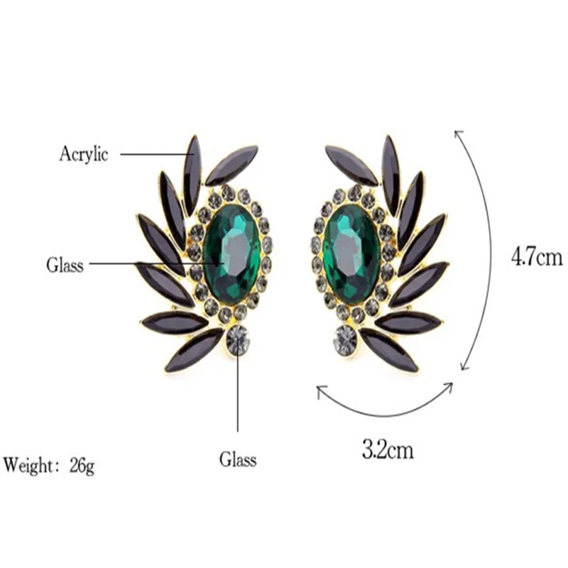 Evening Party Elegant Fashion Emerald Crystal Symmetric Stud Earrings Women Jewelry Factory Wholesale (3)