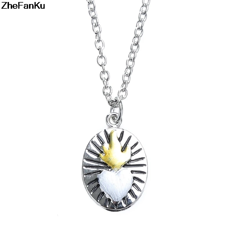 HEART Pendant Necklace Jesus Christ Religious Necklaces Pendantsin