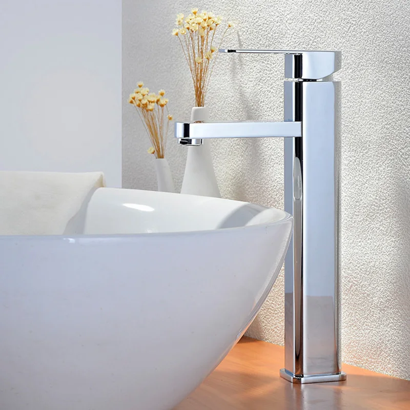 Bathroom Basin Faucet Single Hole Deck Mounted Brass Classic Ceramic Valve Core Sink  Mixer Taps, Chrome Finish