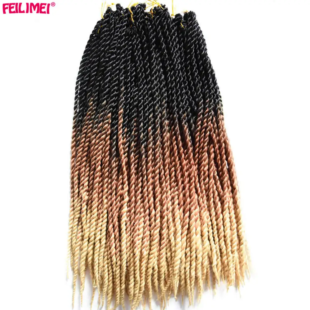 

Feilimei Ombre Senegalese Twist Braiding Hair 24Inch 100g Synthetic Japanese Fiber Black Blonde Purple Crochet Hair Extensions