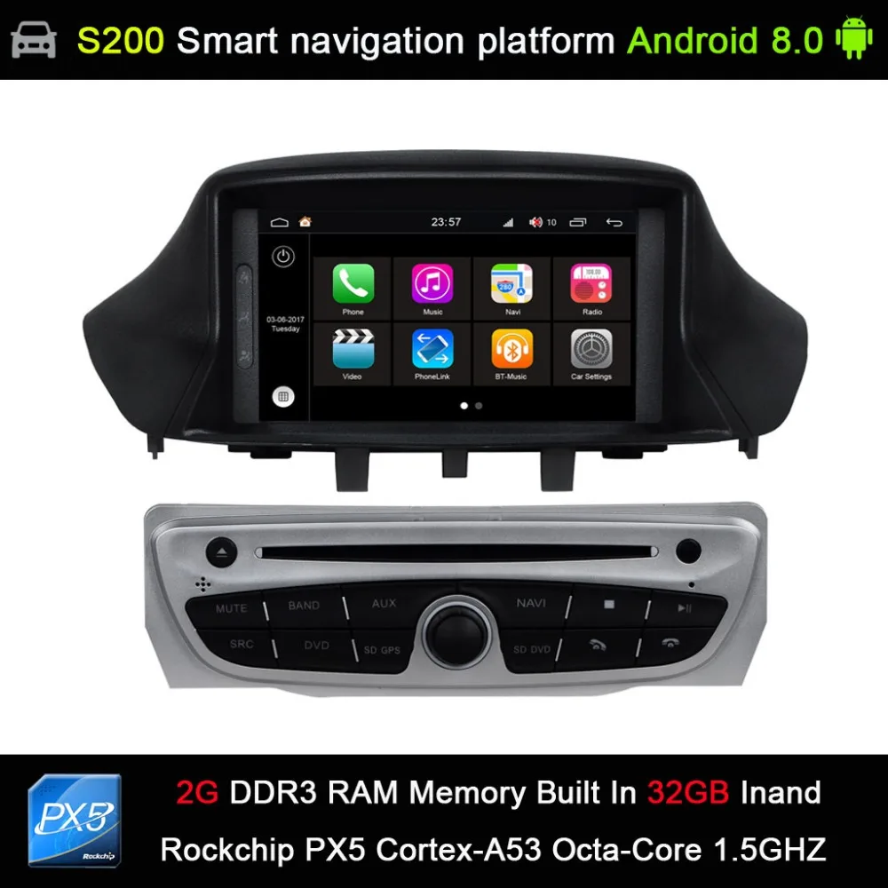 

Android 8.0 system PX5 Octa 8-Core CPU 2G Ram 32GB Rom Car DVD Radio for RENAULT Megane II Fluence 2002-2008 GPS Navigation