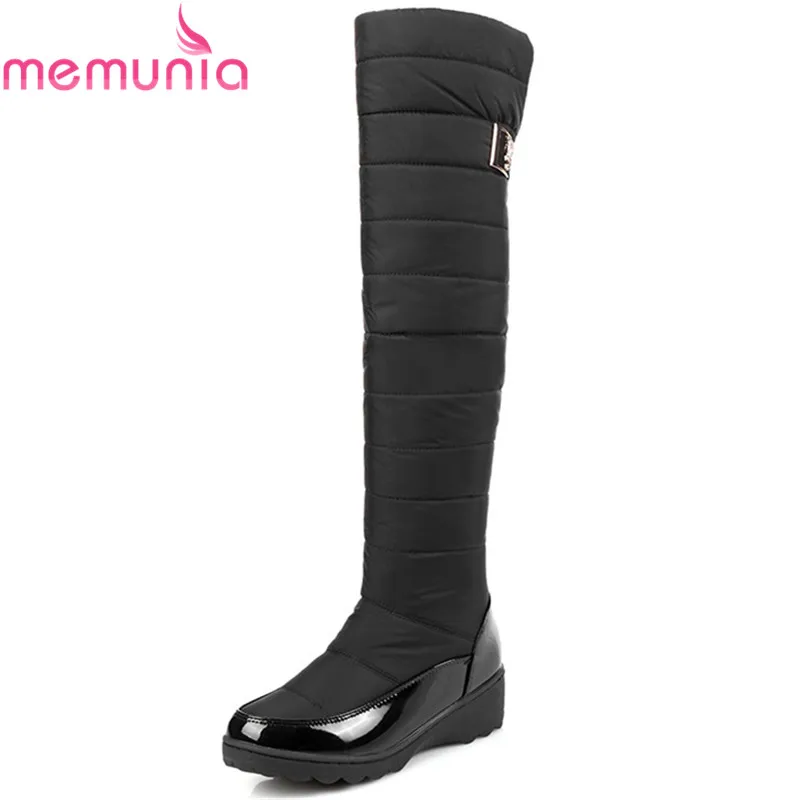 

MEMUNIA 2020 new arrive black blue women boots winter snow boots wedges knee high boots fashion hot sale plus size 35-44