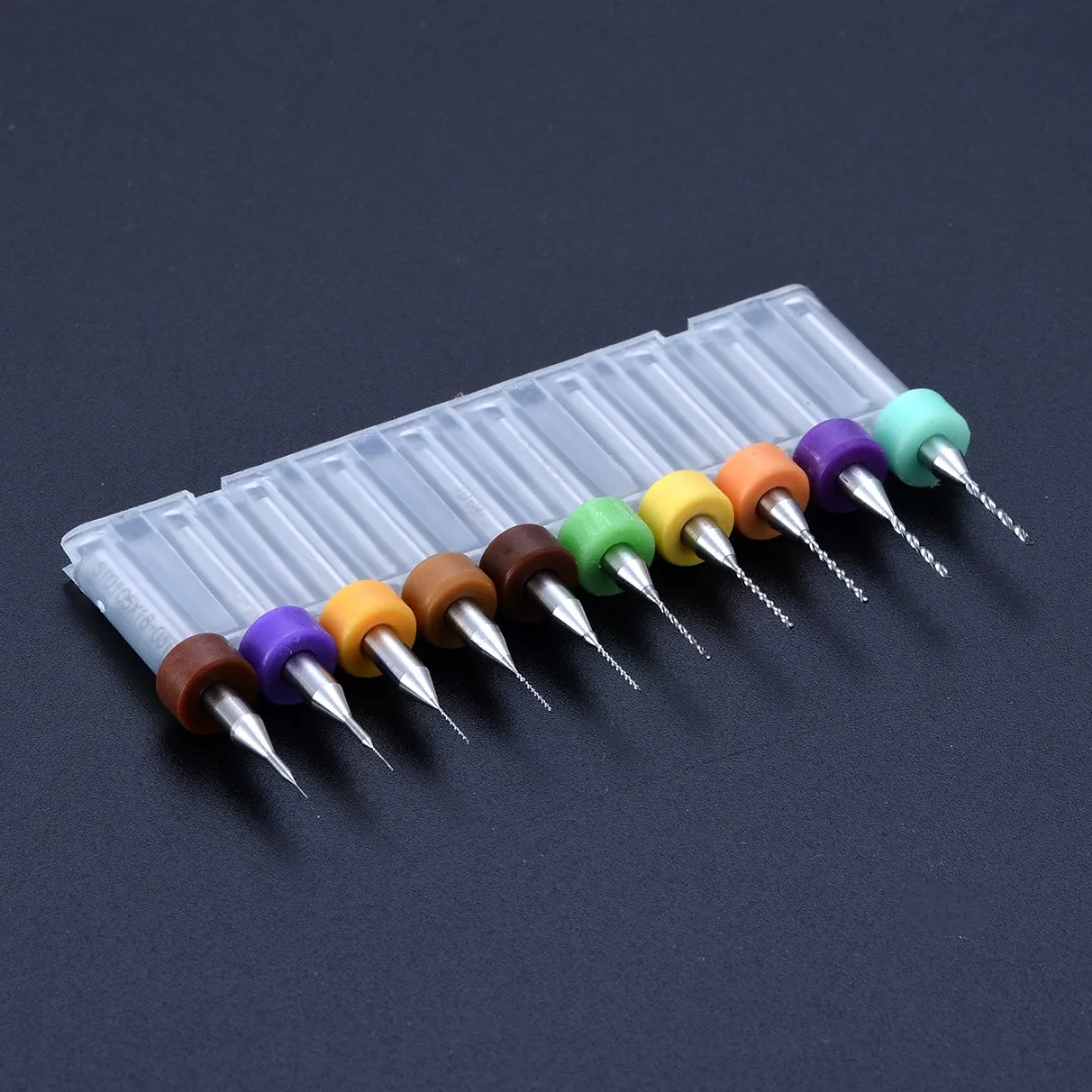 10pcs Micro PCB Carbide Twist Drill Bits Set 0.1/0.2/0.3/0.4/0.5/0.6/0.7,0.8/0.9/1.0mm For Jewelry Rotary Tool