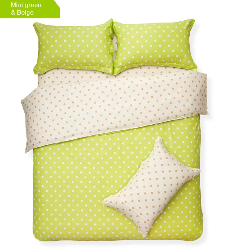 Double Colors Mint Green And Beige Patchwork Polka Dot Cotton