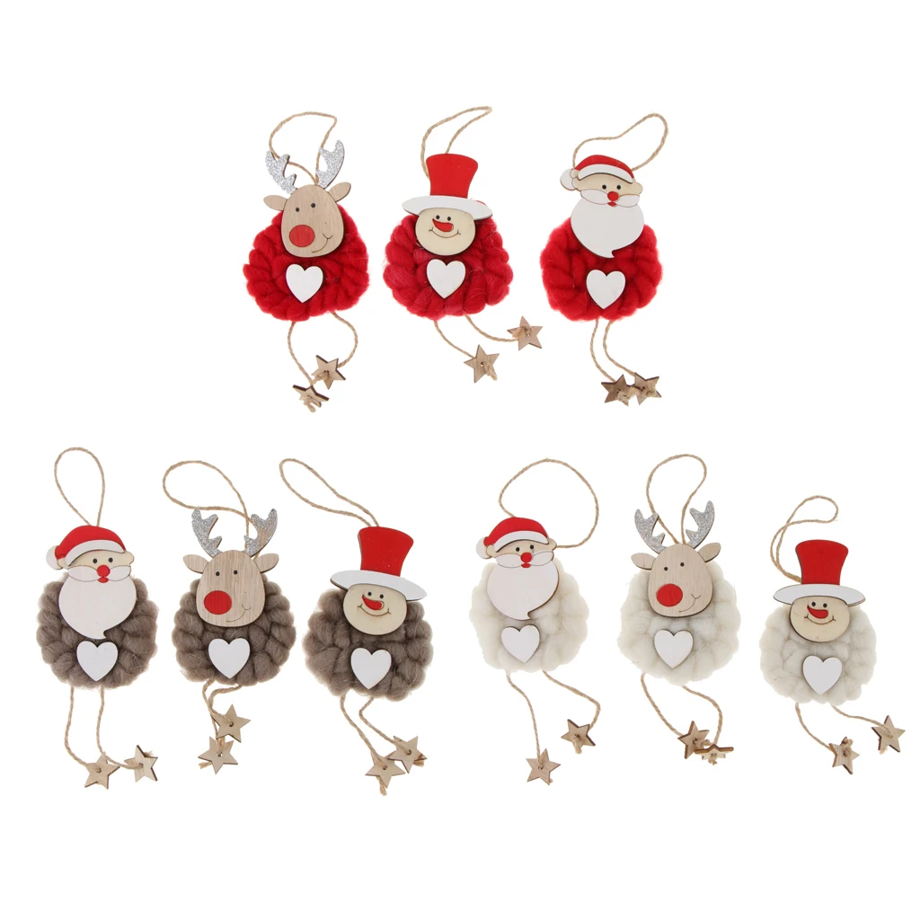 

3Pcs Wooden Ornament Xmas Tree Hanging Tags Pendant Decor Christmas Decorations