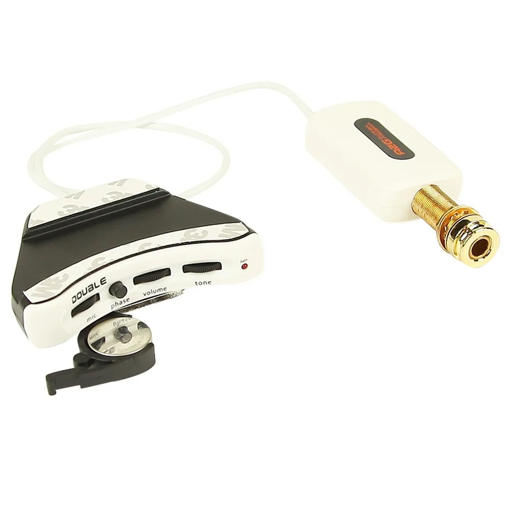 

DOUBLE Acoustic Guitar Pickup Single Dual Channel Active System Flexible Piezo Pickup Non-Directional Microphone Built-in Preamp