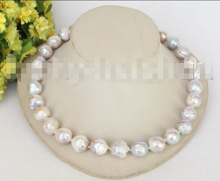 

Free shipping >>>>>>Baroque natural 17" 16mm gray Reborn keshi pearls necklace j11215