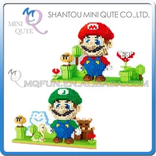 2pcs/lot Mini Qute YZ japanese anime game super mario luigi kids diamond block plastic building block boys educational gift toy