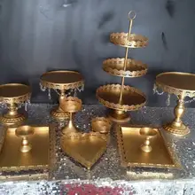 Золотая металлическая подставка для торта десерт лоток стойка для кексов, пирожное-Корзиночка поддона подставка для торта стол декоративное украшение для вечеринки 12 шт./компл