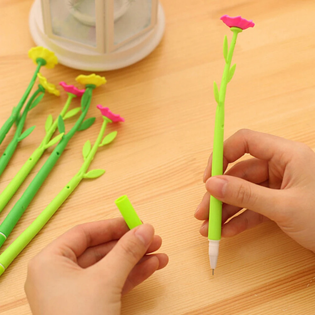 6pcs/ lot Fashion Hot Creative Stationery  Bloom Sweet Lucky Flora Flowers Design Ballpoint Pen