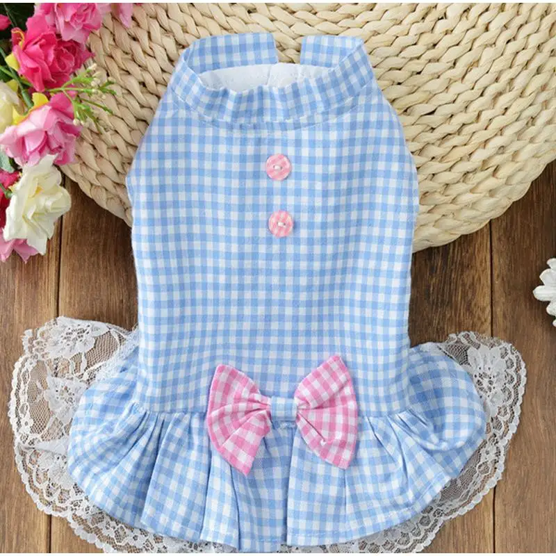 Pet Cat Clothes Small Medium Pet Cats Dogs Skirts Spring And Summer 4 Color XS-L Pet Supplies For Cute Lattice Lace Cat Dress