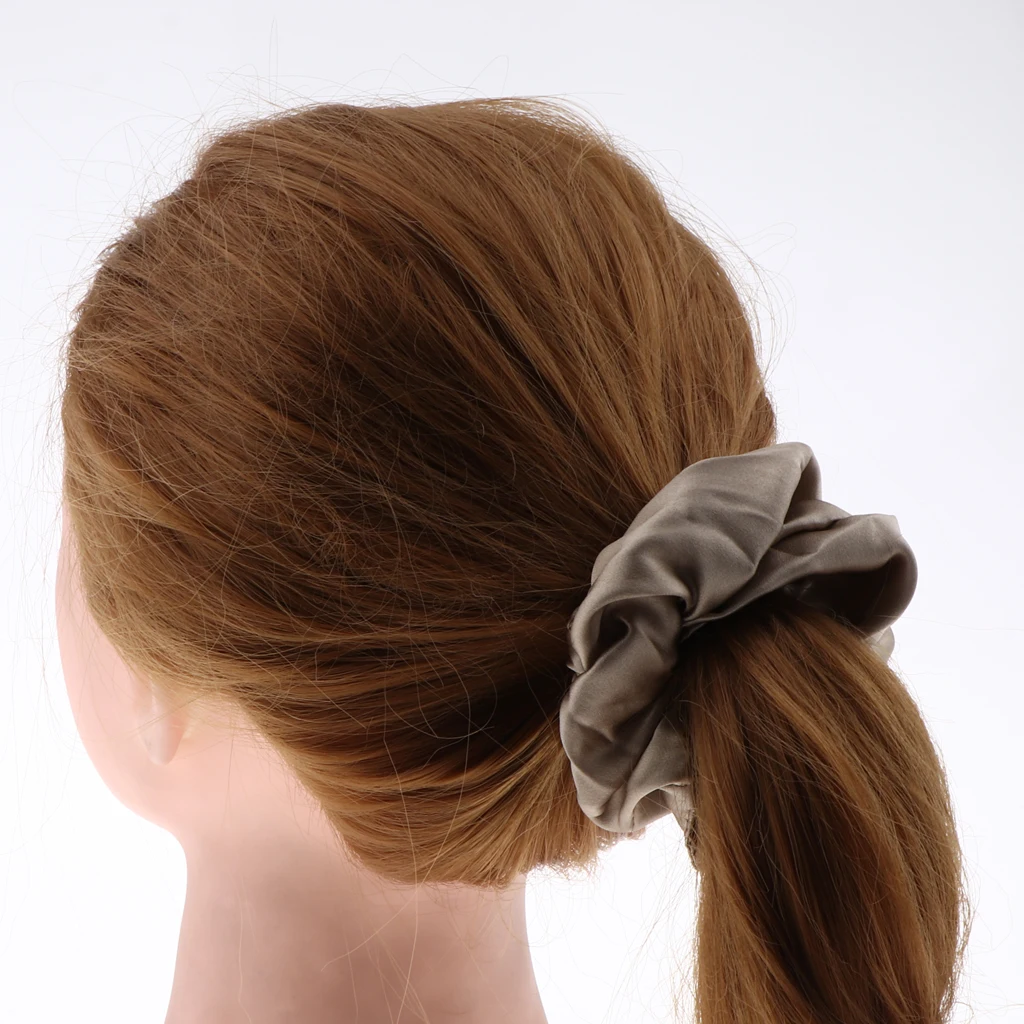 100% Silk Hair Scrunchies Elastic Hair Band Soft Bobble Hair Tie Ponytail Holder Hair Accessory for Women Ladies Girls