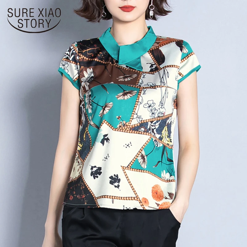 

blusas mujer de moda womens tops and blouses dames blouses zomer 2019 women shirts Double-layer Silk plus size women 4895 50