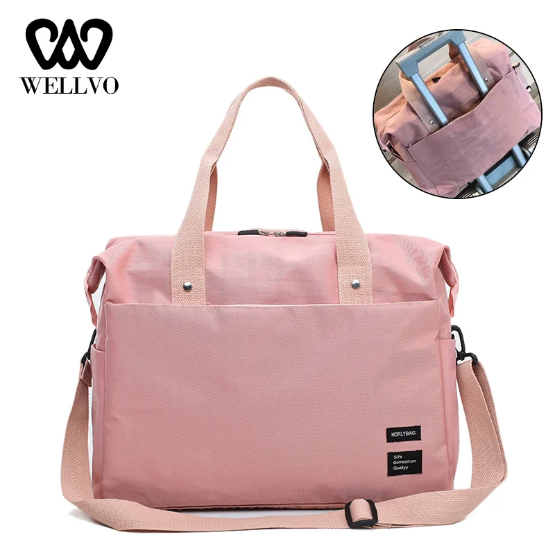 Fashion Simple PINK Women Duffel Luggage Soft Travel Tote Large
