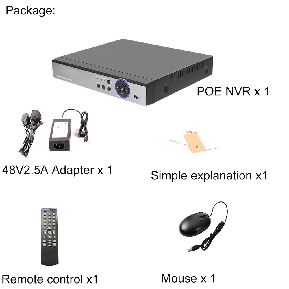 Камера видеонаблюдения USAFEQLO 4 канала 8 каналов H.265 POE NVR 48 В 4K 5 МП 1080P с