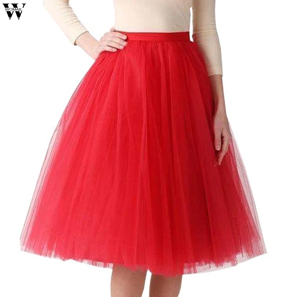 Новая женская юбка, модная фатиновая юбка, розовая юбка для девочек, юбка-пачка, Нижняя юбка подружки невесты, винтажная юбка миди размера плюс, Jan25 - Цвет: RD