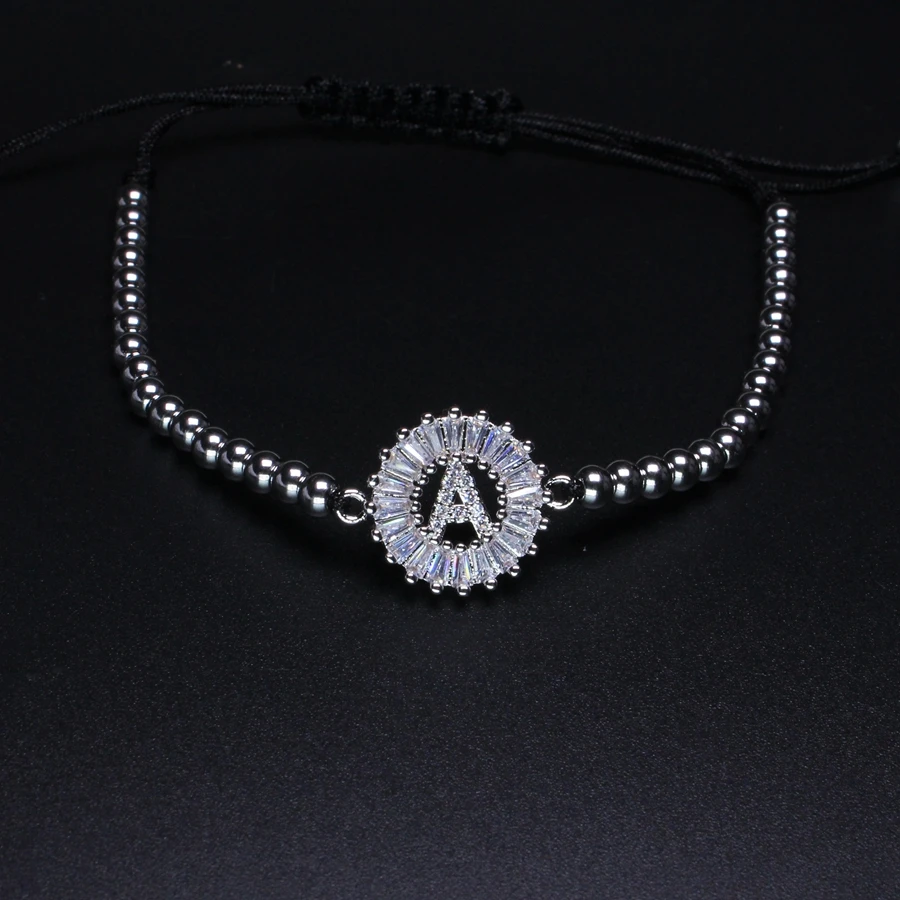 

Female name Bracelet Alphabet Initial Letter bracelet with AAA cubic zirconia stainless steel new fashion jewelry for lady women