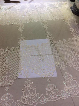 

2017 hot selling gold embroidery laces net africa french lace with sequins fabric for wedding dress