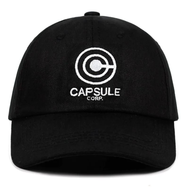 Чехол Capsule Corp. Dad Hat Dragon Ball, аниме song, хлопок, бейсболки с вышивкой, унисекс, бейсболки для мужчин и женщин, праздничные шапки - Цвет: Черный