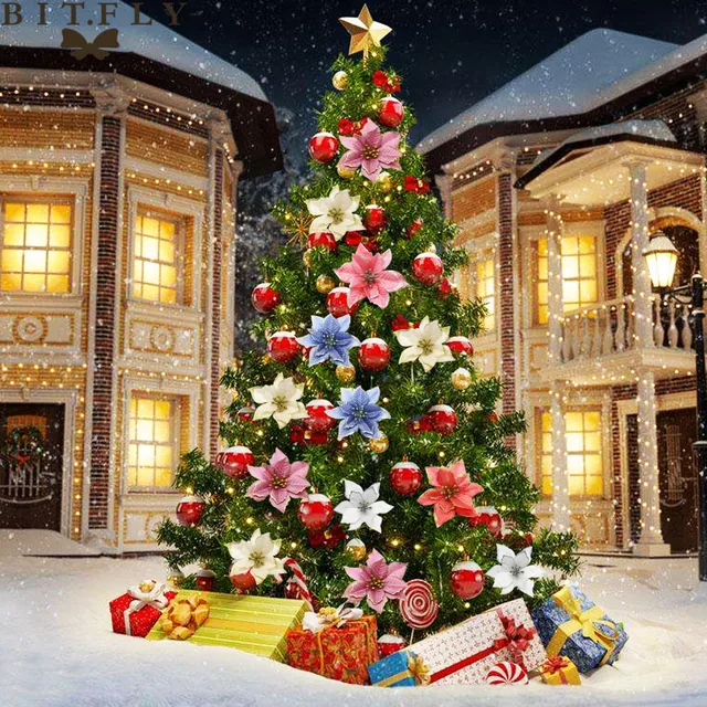 fly glitter poinsettia christmas tree decorations noel artificial christmas ornaments event party wedding home - Poinsettia Christmas Tree Decorations fly glitter poinsettia christmas tree decorations noel artificial christmas ornaments event party wedding home - Poinsettia Christmas Tree Decorations