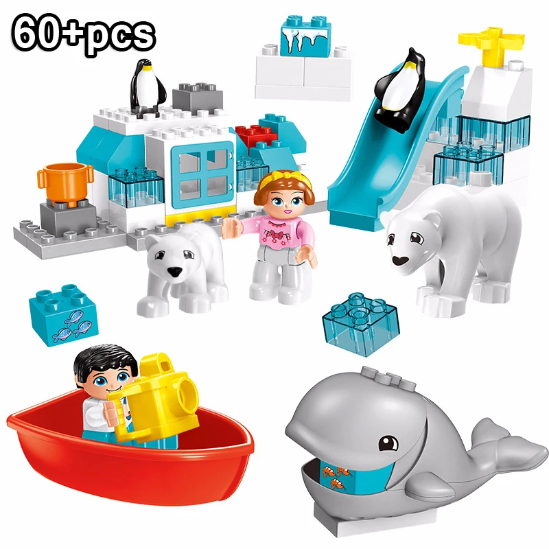 

60pcs Big Size DIY Ice and Snow World Animals Building Blocks Compatible LegoINGS Duploe Figures Set Toys for Children Gift