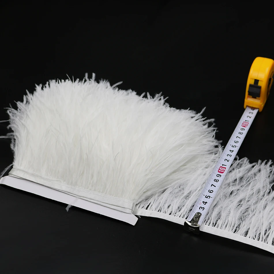 12 bleached white ostrich feather fringe 5
