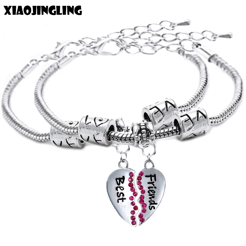 

XIAOJINGLING 19 Style Broken Heart Crystal Friendship Bracelet Best Friends Mother Daughter Bracelet Birthday Gift for Women Men