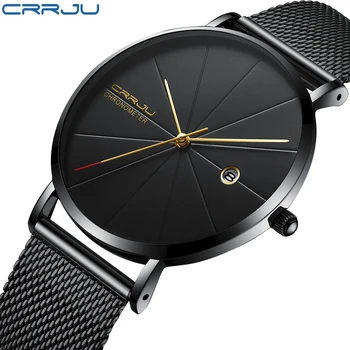

CRRJU Luxury Brand Ultra Thin Stainless Steel Quartz Watches Man Sport Watch Men Waterproof Casual Wristwatch Relogio Masculino
