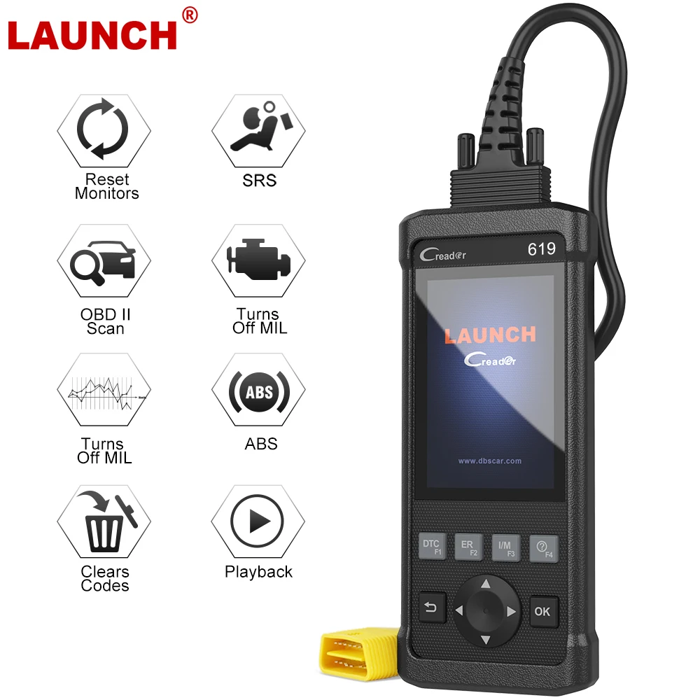 

Launch Creader CR619 OBD 2 ODB2 OBD2 Scanner Engine ABS SRS O2 Sensor Monitor Rest Automotive Scanner Car Diagnostic Tool