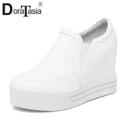 DORATASIA/качественные женские кроссовки из натуральной кожи, осень 2019, лоферы на платформе, большие размеры 32-40, женская обувь, увеличивающая
