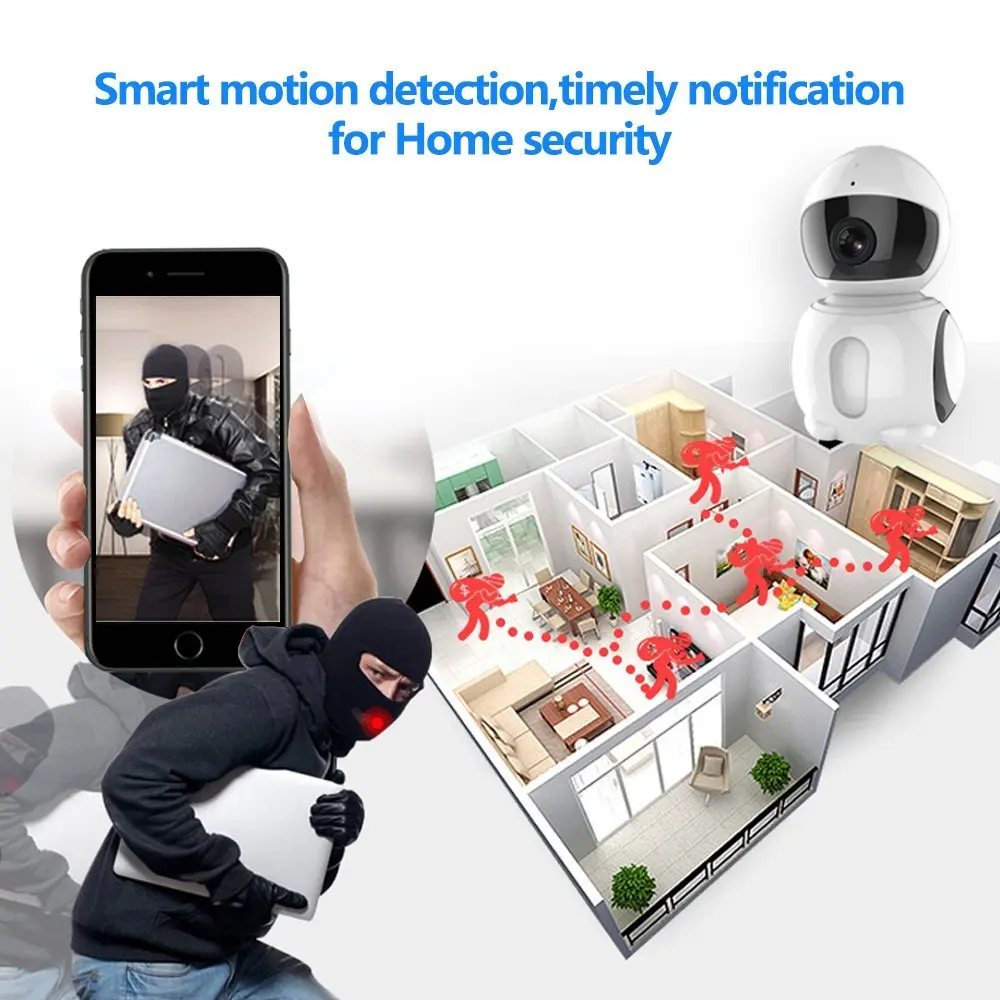 Беспроводная IP камера Kruiqi Радионяня 1080P Wi Fi робот видеонаблюдения с инфракрасным