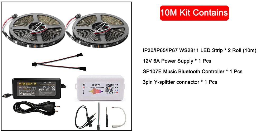 Светодиодные ленты света светодиодный свет синхронизироваться с музыкой WS2811 Смарт Светодиодные ленты SMD 5050 Гибкая RGB ленты работы при прослушивании музыки по Bluetooth контроллер+ 12V Мощность