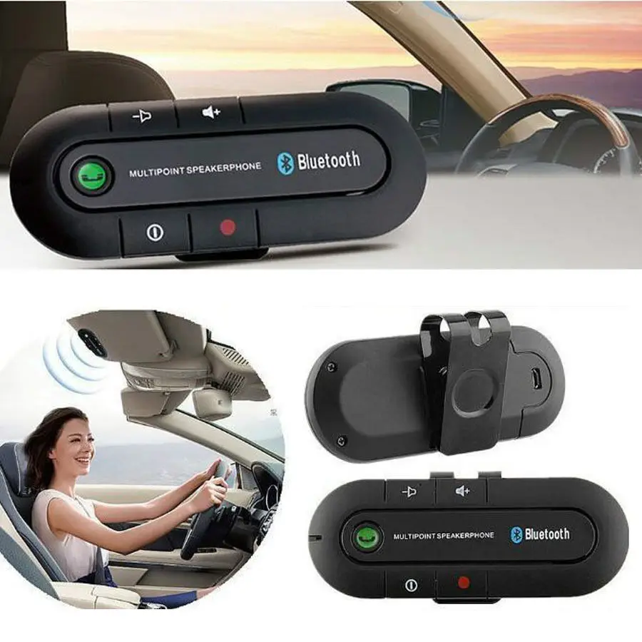 Беспроводной многоточечный Bluetooth Hands Free автомобильный комплект динамик телефон динамик козырек клип